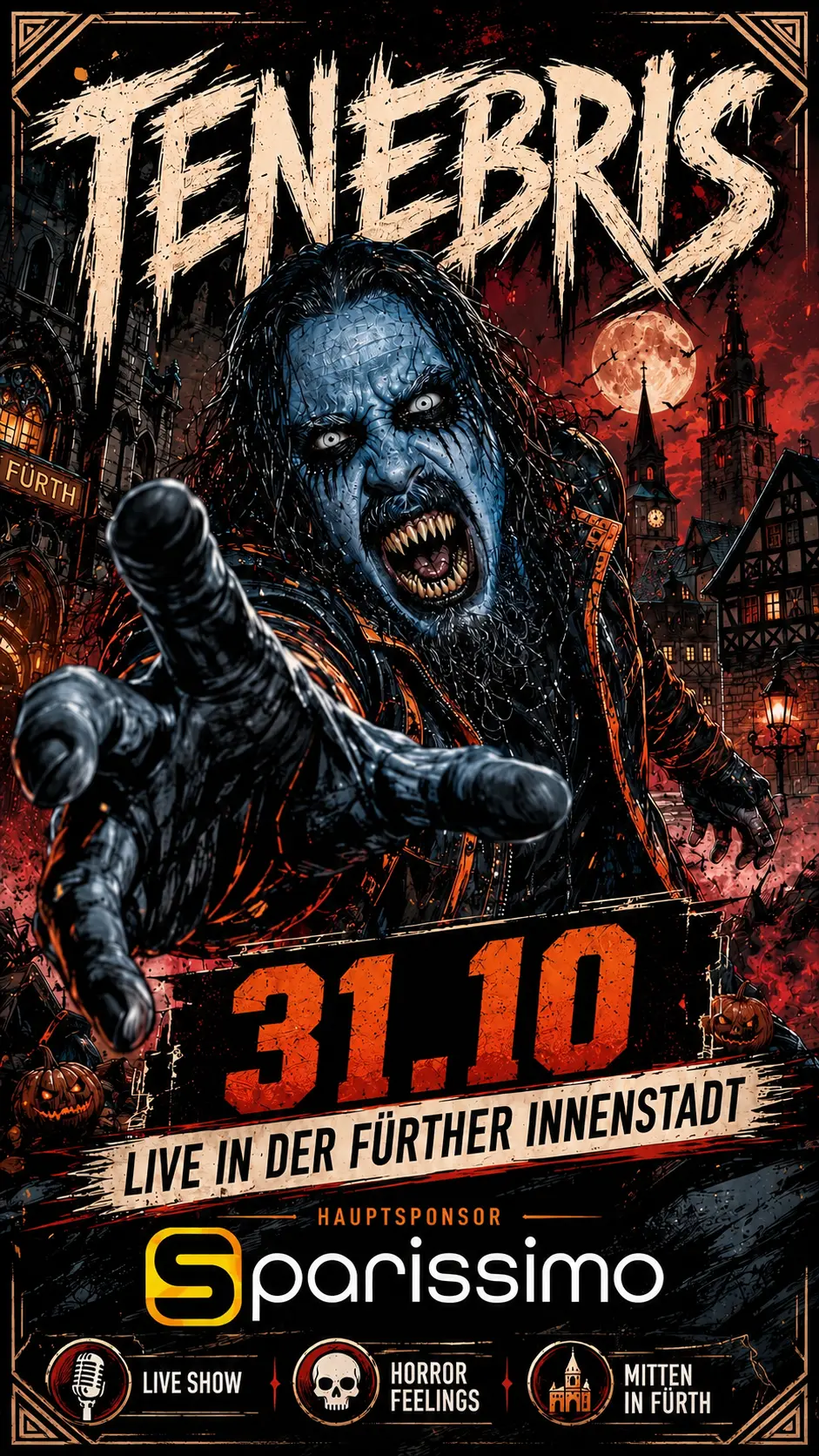 Offizielles Halloween Town Tenebris Flyer 31.10 Fürth